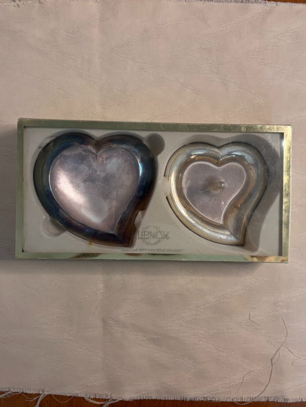 VTG Lenox Silverplated Wedding Promises Heart Dishes Set in Original Gift Box